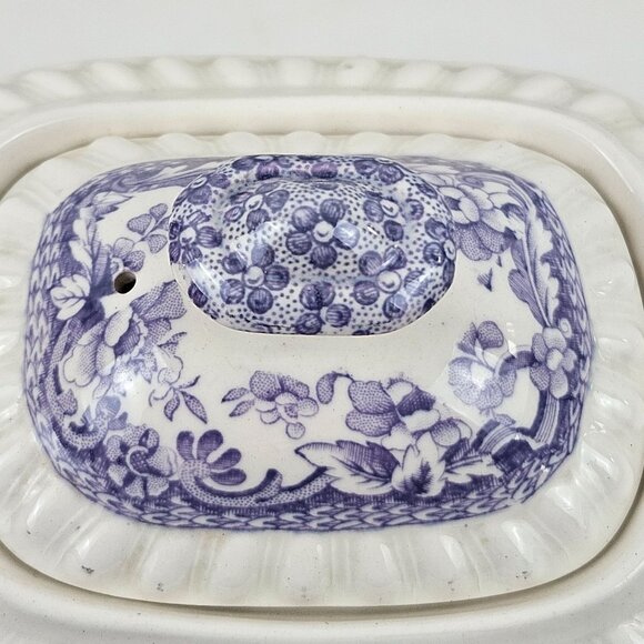 Copeland Spode Mayflower Coffee Pot Lid Floral Lavender Border Vintage England - Picture 8 of 11